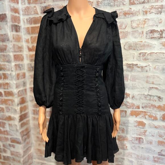 ZIMMERMAN Honour Linen Corset Mini Dress SZ1(6US/M) - Picture 1 of 7